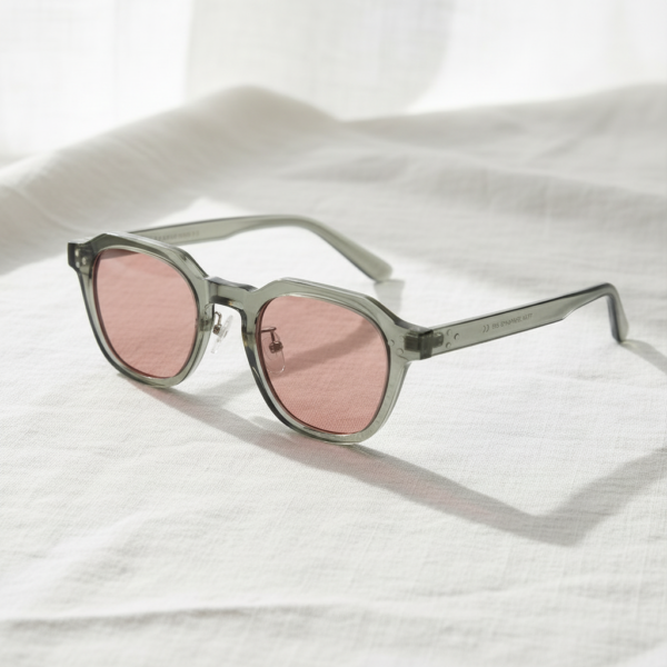 FL41 Brille mit Rosatönung - Transparentgrüner geometrischer TR90-Rahmen 2 FL41 Brille mit Rosatönung - Transparentgrüner geometrischer TR90-Rahmen 2