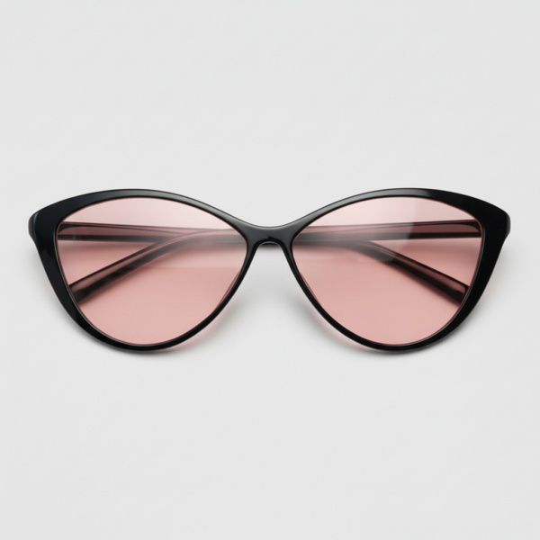 FL41 Brille mit Rosatönung - Glänzend schwarzer Cat-Eye-TR90-Rahmen 2