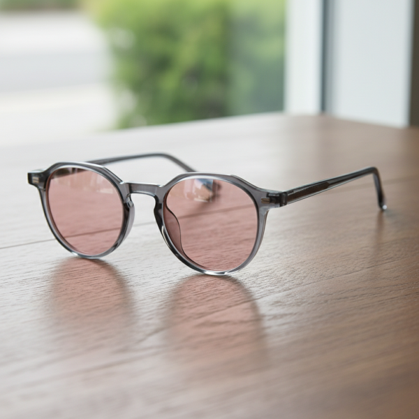 FL41 Brille mit Rosatönung - Grauer geometrischer TR90-Rahmen 2 FL41 Brille mit Rosatönung - Grauer geometrischer TR90-Rahmen 2