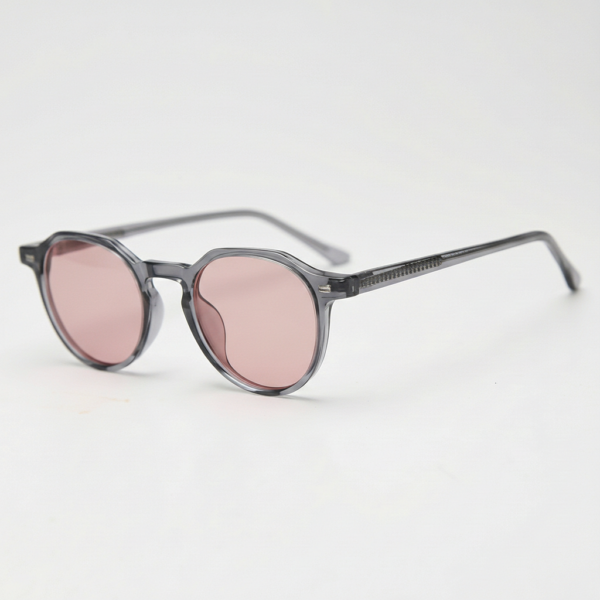 FL41 Brille mit Rosatönung - Grauer geometrischer TR90-Rahmen 1 FL41 Brille mit Rosatönung - Grauer geometrischer TR90-Rahmen 1