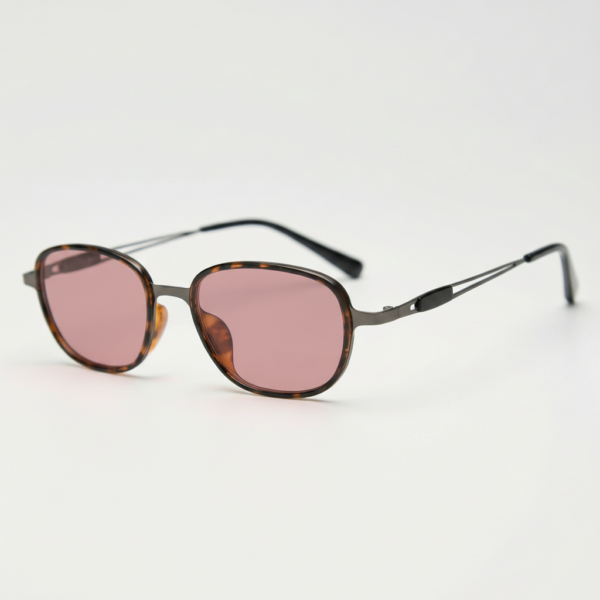 FL41 Brille mit Rosatönung - Schildpattfarbener ovaler TR90-Rahmen 1 FL41 Brille mit Rosatönung - Schildpattfarbener ovaler TR90-Rahmen 1