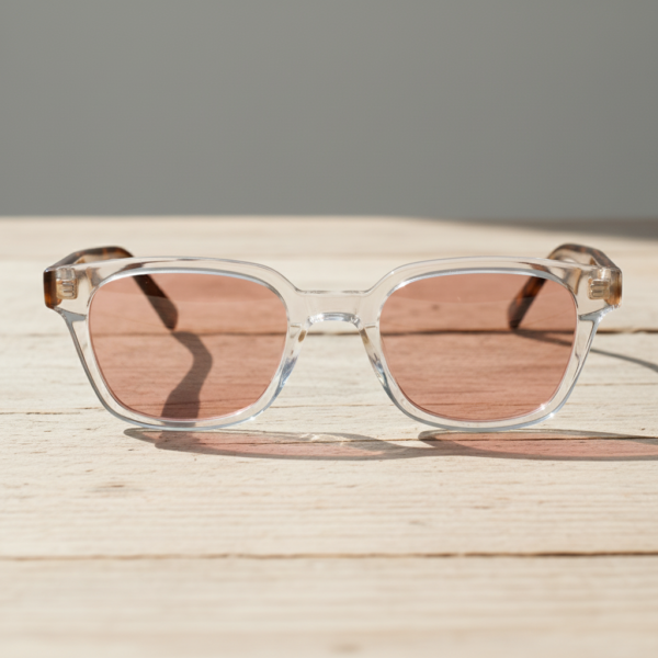 FL41 Brille mit Rosatönung - Klarer eckiger Acetatrahmen 2 FL41 Brille mit Rosatönung - Klarer eckiger Acetatrahmen 2