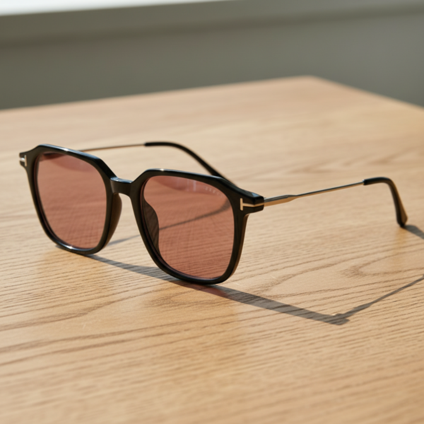 FL41 Brille mit Rosatönung - Schwarzer rechteckiger TR90-Rahmen 2 FL41 Brille mit Rosatönung - Schwarzer rechteckiger TR90-Rahmen 2