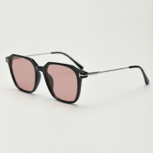 FL41 Brille mit Rosatönung - Schwarzer rechteckiger TR90-Rahmen 1