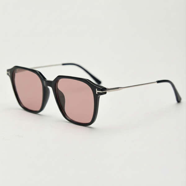 FL41 Brille mit Rosatönung - Schwarzer rechteckiger TR90-Rahmen 1 FL41 Brille mit Rosatönung - Schwarzer rechteckiger TR90-Rahmen 1