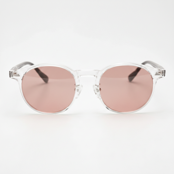 FL41 Brille mit Rosatönung - Klarer runder TR90-Rahmen 3