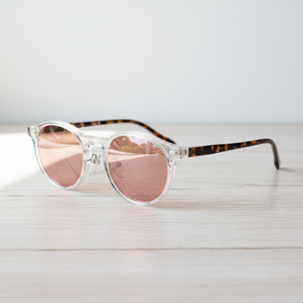 FL41 Brille mit Rosatönung - Klarer runder TR90-Rahmen 2