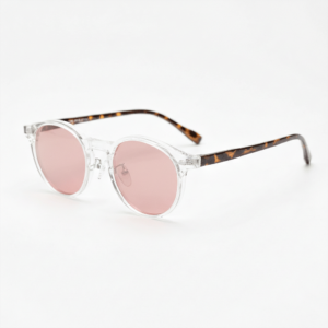 FL41 Brille mit Rosatönung - Klarer runder TR90-Rahmen 1