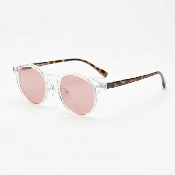 FL41 Brille mit Rosatönung - Klarer runder TR90-Rahmen 1