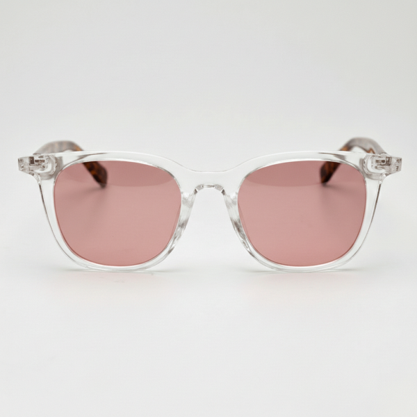 FL41 Brille mit Rosatönung - Klarer rechteckiger TR90-Rahmen 3