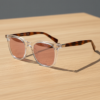 FL41 Brille mit Rosatönung - Klarer rechteckiger TR90-Rahmen 2
