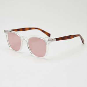 FL41 Brille mit Rosatönung - Klarer rechteckiger TR90-Rahmen 1