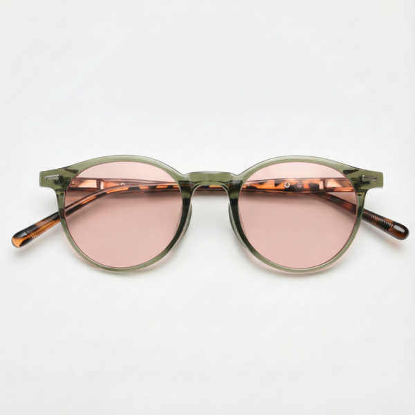 FL41 Brille mit Rosatönung - Grüner runder TR90-Rahmen FL41 Brille mit Rosatönung - Grüner runder TR90-Rahmen Bild 3