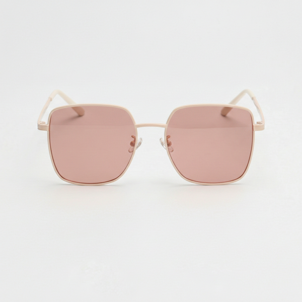 FL41 Brille mit Rosatönung - Goldfarbener eckiger Metallrahmen 3 FL41 Brille mit Rosatönung - Goldfarbener eckiger Metallrahmen 3