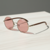 FL41 Brille mit Rosatönung - Goldfarbener runder Metallrahmen 2