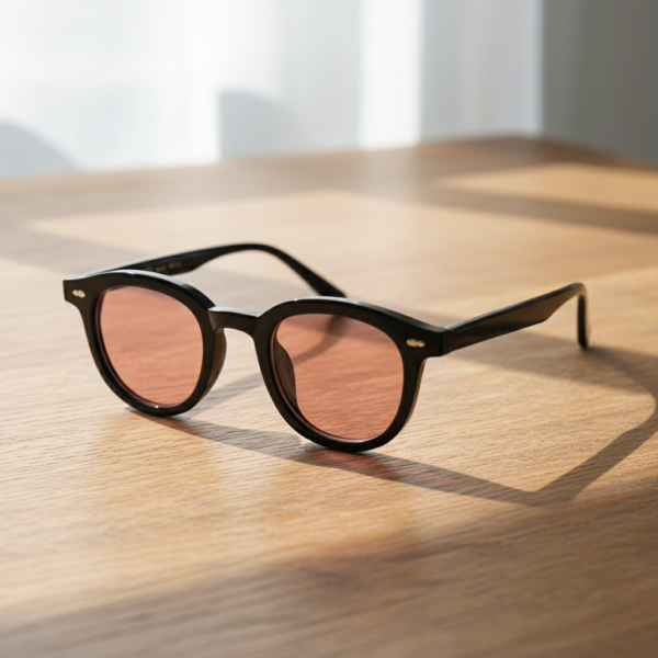 FL41 Brille mit Rosatönung - Schwarzer ovaler TR90-Rahmen 2 FL41 Brille mit Rosatönung - Schwarzer ovaler TR90-Rahmen 2