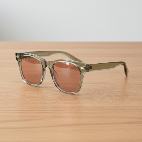 FL41 Brille mit Rosatönung - Grüner rechteckiger TR90-Rahmen 2 FL41 Brille mit Rosatönung - Grüner rechteckiger TR90-Rahmen 2