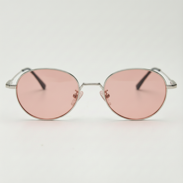 FL41 Brille mit Rosatönung - Silberfarbener runder Edelstahlrahmen 3 FL41 Brille mit Rosatönung - Silberfarbener runder Edelstahlrahmen 3