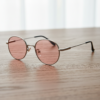 FL41 Brille mit Rosatönung - Silberfarbener runder Edelstahlrahmen 2 FL41 Brille mit Rosatönung - Silberfarbener runder Edelstahlrahmen 2