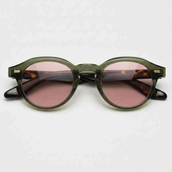 FL41 Brille mit Rosatönung - Olivgrüner runder TR90-Rahmen 3 FL41 Brille mit Rosatönung - Olivgrüner runder TR90-Rahmen 3
