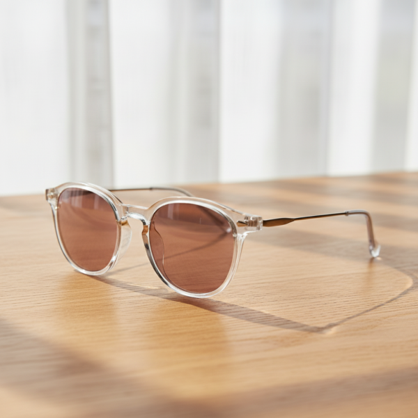 FL41 Brille mit Rosatönung - Klarer runder TR90-Rahmen mit breiterer Passform 2