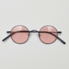 FL41 Brille mit Rosatönung - Mattschwarzer runder Titanrahmen 3 FL41 Brille mit Rosatönung - Mattschwarzer runder Titanrahmen 3
