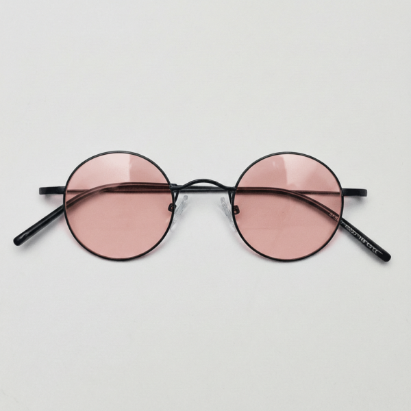 FL41 Brille mit Rosatönung - Mattschwarzer runder Titanrahmen 3 FL41 Brille mit Rosatönung - Mattschwarzer runder Titanrahmen 3