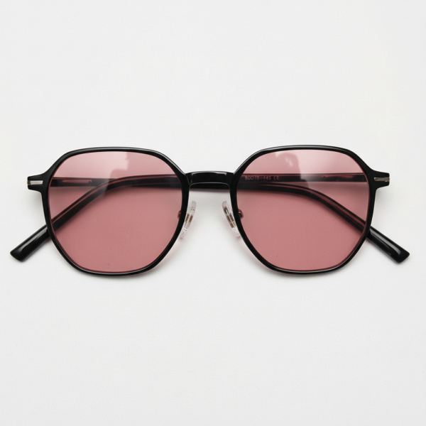 FL41 Brille mit Rosatönung - Schwarzer eckiger TR90-Rahmen 3 FL41 Brille mit Rosatönung - Schwarzer eckiger TR90-Rahmen 3