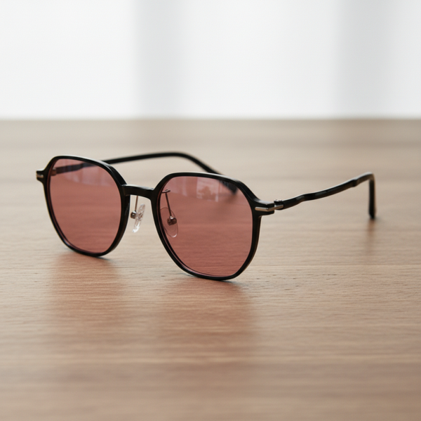 FL41 Brille mit Rosatönung - Schwarzer eckiger TR90-Rahmen 2 FL41 Brille mit Rosatönung - Schwarzer eckiger TR90-Rahmen 2