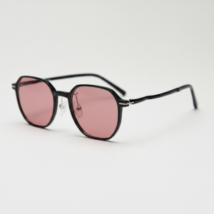 FL41 Brille mit Rosatönung - Schwarzer eckiger TR90-Rahmen 1
