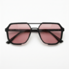 FL41 Brille mit Rosatönung - Glänzend schwarzer geometrischer TR90-Rahmen 3 FL41 Brille mit Rosatönung - Glänzend schwarzer geometrischer TR90-Rahmen 3