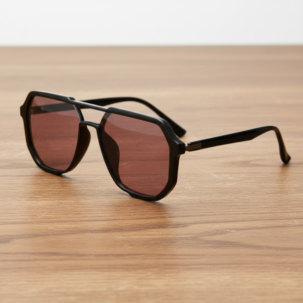 FL41 Brille mit Rosatönung - Glänzend schwarzer geometrischer TR90-Rahmen 2 FL41 Brille mit Rosatönung - Glänzend schwarzer geometrischer TR90-Rahmen 2