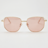 FL41 Brille mit Rosatönung - Goldfarbener geometrischer Metallrahmen Bild 3