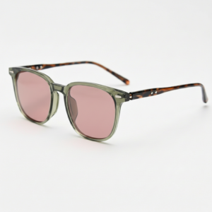 FL41 Brille mit Rosatönung - Olivgrüner eckiger TR90-Rahmen Bild 1
