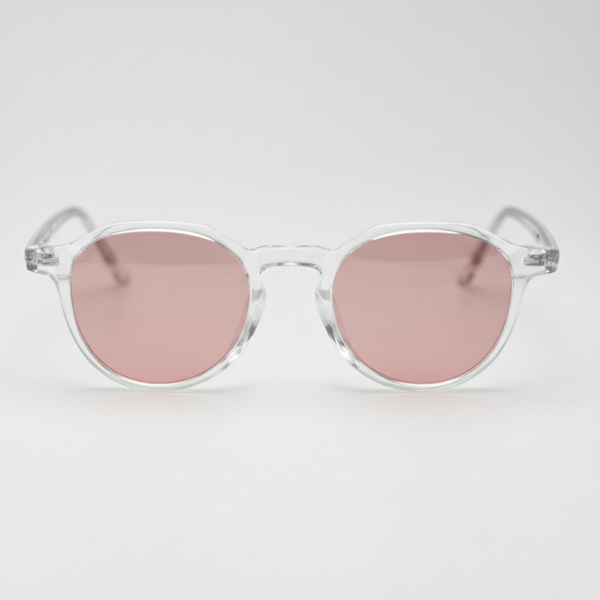 FL41 Brille mit Rosatönung - Klarer geometrischer TR90-Rahmen 3