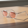 FL41 Brille mit Rosatönung - Klarer geometrischer TR90-Rahmen 2