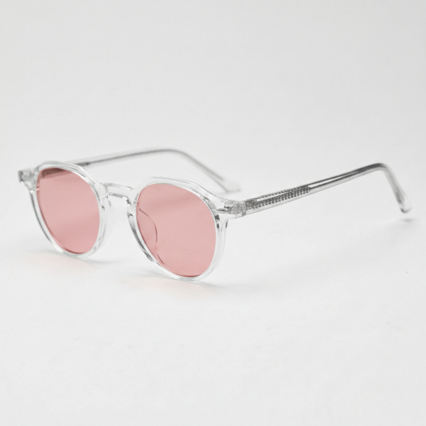 FL41 Brille mit Rosatönung - Klarer geometrischer TR90-Rahmen 1