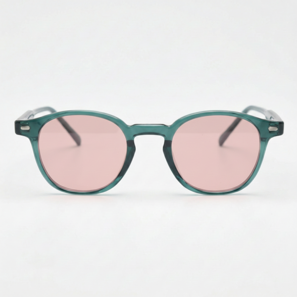 FL41 Brille mit Rosatönung - Grüner runder TR90-Rahmen mit breiterem Steg 3 FL41 Brille mit Rosatönung - Grüner runder TR90-Rahmen mit breiterem Steg 3