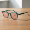 FL41 Brille mit Rosatönung - Grüner runder TR90-Rahmen mit breiterem Steg 2 FL41 Brille mit Rosatönung - Grüner runder TR90-Rahmen mit breiterem Steg 2
