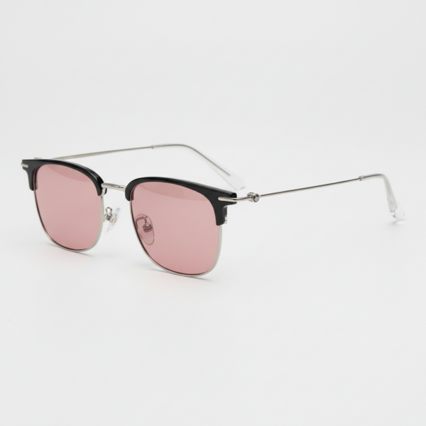 FL41 Brille mit Rosatönung - Silberfarbener Browline-Rahmen aus TR90 1