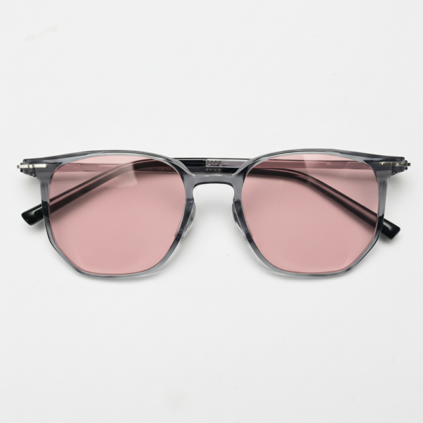 FL41 Brille mit Rosatönung - Transparentgrauer geometrischer TR90-Rahmen Bild 3