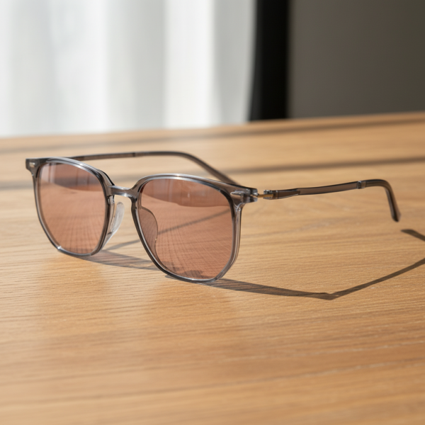 FL41 Brille mit Rosatönung - Transparentgrauer geometrischer TR90-Rahmen Bild 2