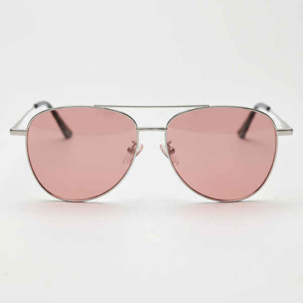 FL41 Brille mit Rosatönung - Silberfarbener Piloten-Metallrahmen 3 FL41 Brille mit Rosatönung - Silberfarbener Piloten-Metallrahmen 3
